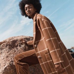 Madewell Elmcourt Windowpane Check Wool-Blend Coat